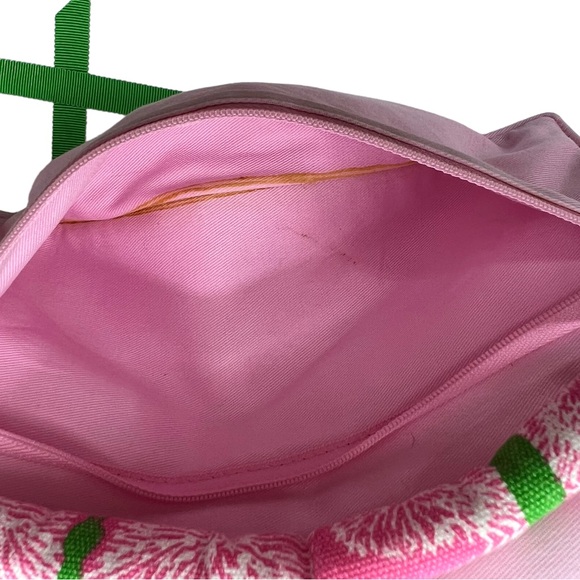 Lilly Pulitzer Jewelry Travel Fabric Case Pink, White Snail Pattern Green Bow - Picture 5 of 13